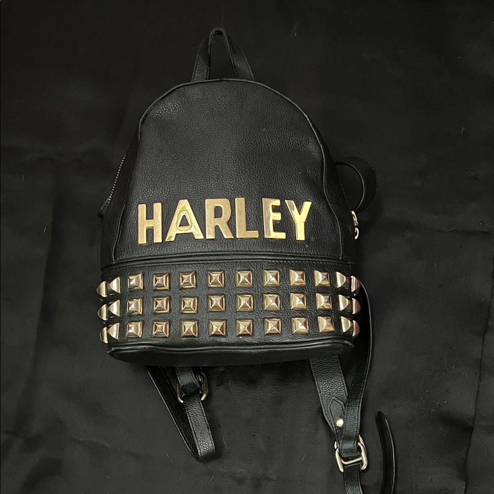 Harley Black and Gold Studded Backpack